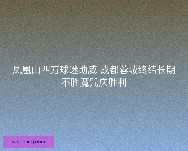 凤凰山四万球迷助威 成都蓉城终结长期不胜魔咒庆胜利